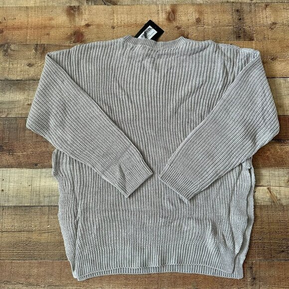 PrettyLittleThing Plus Grey Round Neck Side Split Jumper XL - Picture 8 of 9